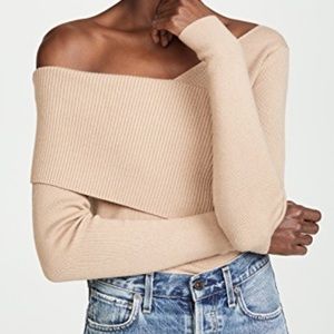 Line & dot off shoulder sweater XS